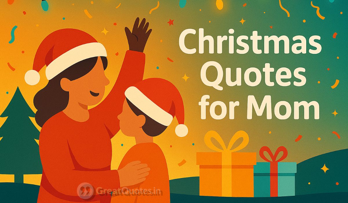 christmas quotes for mom 2025 with mother and child holiday scene