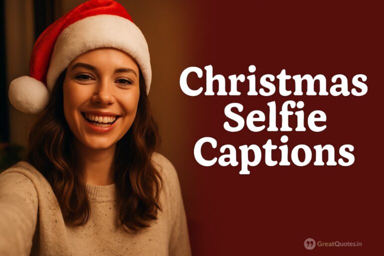 Person taking a cheerful Christmas selfie with festive lights and holiday decor