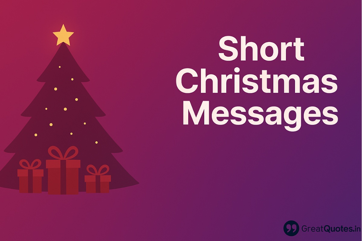 Decorative image with Christmas-themed elements and short festive messages for the holiday season